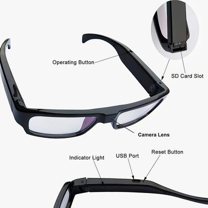 1pc Smart Glasses with Camera, 1080P HD Camera, Digital Video Recorder Camcorder Eye Protection DV Camera glasses Video glasses, Recording Portable Camera Ultra Clear Camera Glasses with 64GB Memory Card, Long-lasting battery