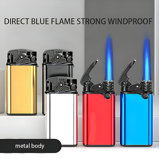 1pc/5pcs Lighter, Butane Lighter, Windproof Lighter, Straight Blue Flame Lighter, Portable Lightweight Lighter, Arm Ignition Lighter, Suitable for Outdoor Camping, Barbecue, Hiking, Precise Ignition, Home/Wedding/Party Candle