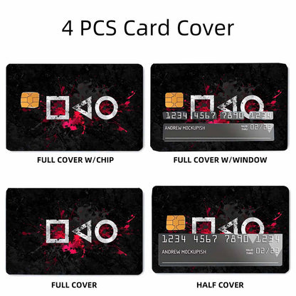 1 Set/4 Sheets, New Square Triangle Circle Game Stickers in 2025, Suitable for Traffic, Keys, Credit Cards, Debit Cards, Card Protection Film, Bubble-Free, PrivacyProtecting Ultra-Thin, Matte Finish, Digital Printing, Key Pro