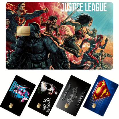 Official Licensed 5pcs Justice League Credit/Debit Card Light Beige Set - Ultra-Thin Residue-Free Stickers for Credit Cards, Bank Debit Cards, Transportation Cards, and Key Cards - Scratch-Resistant, Wear-Resistant, Non-Slip