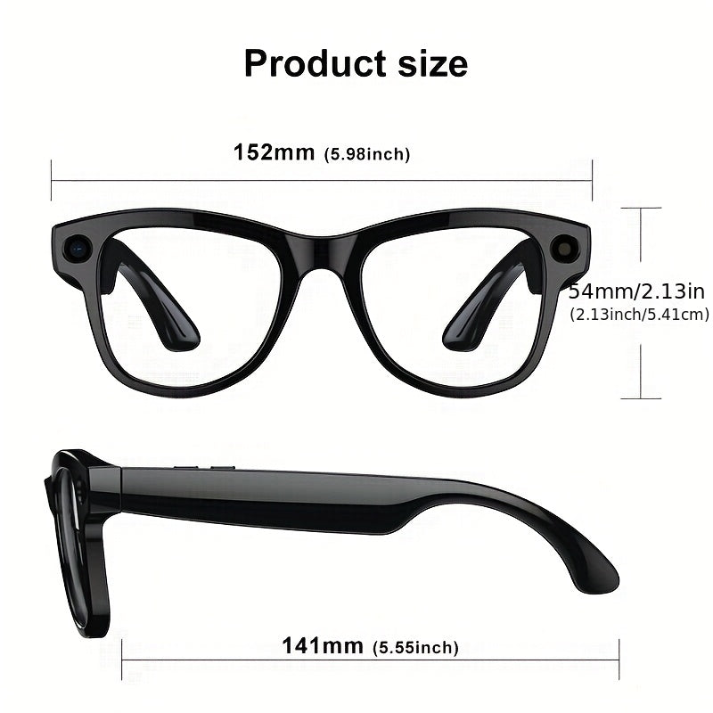 AI Smart Camera Glasses with Charging Case (Power Bank) - 4K HD Recording, Real-Time Translation & Voice Assistant, Smart Glasses for Video Calls, Smartphone Replacement, Portable Translator & ic Charging (-)