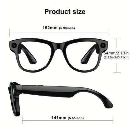 AI Smart Camera Glasses with Charging Case (Power Bank) - 4K HD Recording, Real-Time Translation & Voice Assistant, Smart Glasses for Video Calls, Smartphone Replacement, Portable Translator & ic Charging (-)