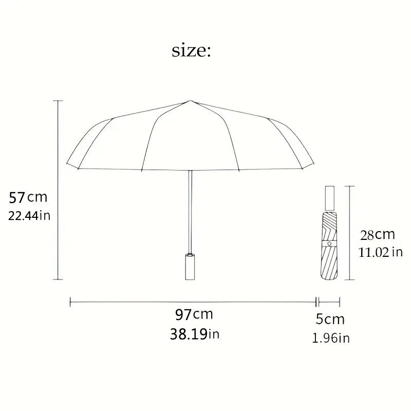 Automatic Open/Close Umbrella with 8 Metal Ribs - Vintage Clock Design, Windproof & Portable Sunshade, Compact Folding Umbrella for Women/Men, Halloween/Christmas Gifts (Brown/Blue/Green/Red/Black/White/Teal/Beige) - Model K0