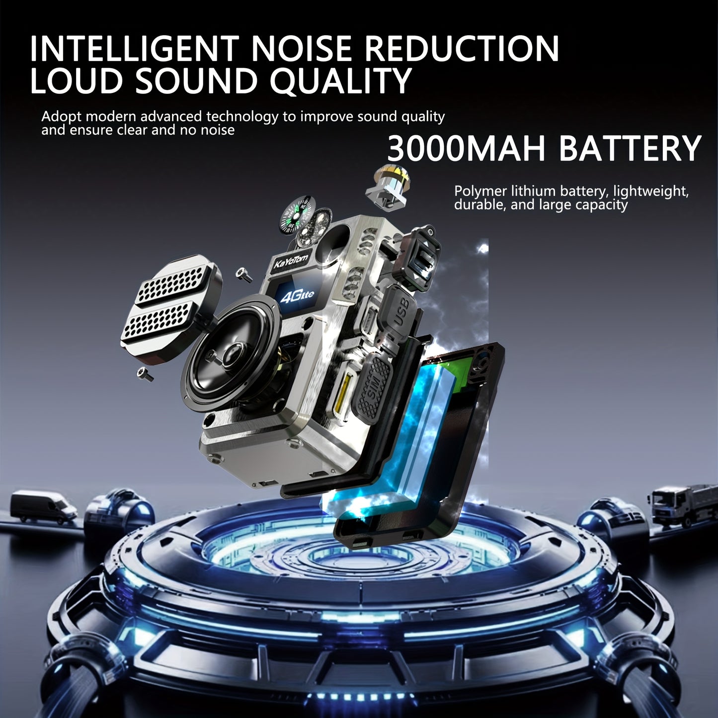 2 Global Walkie-Talkies with Unlimited Range Communication 5000 Kilometers Long-Distance Radio. Three-color Lights Can Be Switched. Compass-style Handheld. PoC Rechargeable. Multi-functional Two-way Communication with High-qu