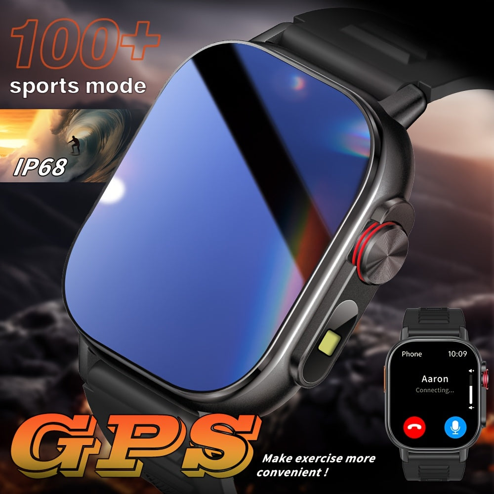 Sports Extra Large Screen GPS Smart Watch, 2.01-inch Outdoor Multifunctional, LED Flashlight, Compass, Barometer, High Quality, HD Wireless Calling, Message Synchronization Reminder, Health Monitoring, Sleep Monitoring, 100+