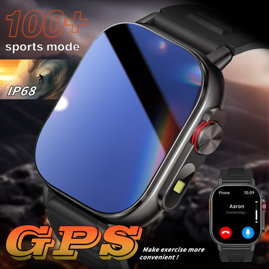 Sports Extra Large Screen GPS Smart Watch, 2.01-inch Outdoor Multifunctional, LED Flashlight, Compass, Barometer, High Quality, HD Wireless Calling, Message Synchronization Reminder, Health Monitoring, Sleep Monitoring, 100+