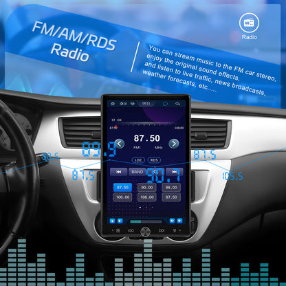 PODOFO Single Din Car Radio with Wireless Carplay Android Auto, 10.4 Inch Vertical Touch Screen Car Stereo with Mirror Link, FM/ RDS Radio, Car Radio Audio Receivers with EQ AUX/ USB+Backup Camera+Mic, Car Radio with Wireless