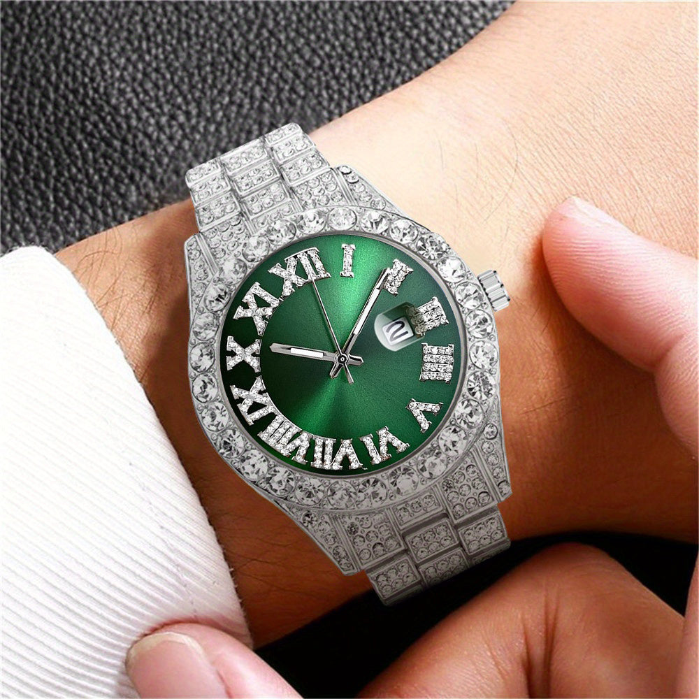 6pcs/ set Men Watch, Luxury Men Watches, Alloy Watch Strap Watch for Men, Quartz Watch, Calendar Adjustable, Work and Daily Decorationfor Casual Attire, Hristmas Present Halloween GiftIdeal Choice for Gifts Wrist Watch, Reloj
