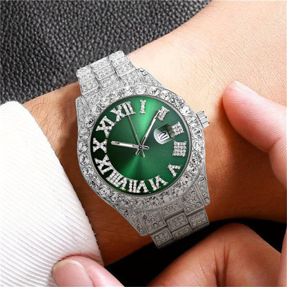 6pcs/ set Men Watch, Luxury Men Watches, Alloy Watch Strap Watch for Men, Quartz Watch, Calendar Adjustable, Work and Daily Decorationfor Casual Attire, Hristmas Present Halloween GiftIdeal Choice for Gifts Wrist Watch, Reloj