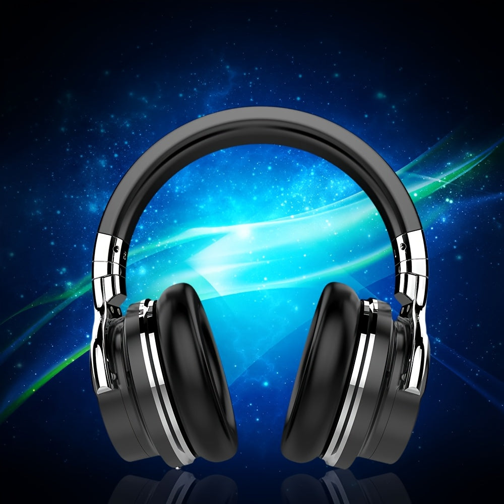 Wireless Noise-Canceling Headphones with Built-in Mic, Deep Bass, Comfortable Protein Ear Cushions, 30-Hour Playtime, Wireless 5.2, Over-Ear Design, Black, Wireless Headphones