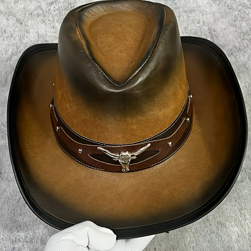 Spring And Summer Hat Men'S Large Rim Leather Sunscreen Sun Hat Riding Riding Hat Prairie Cowboy Hat Mongolian Hat
