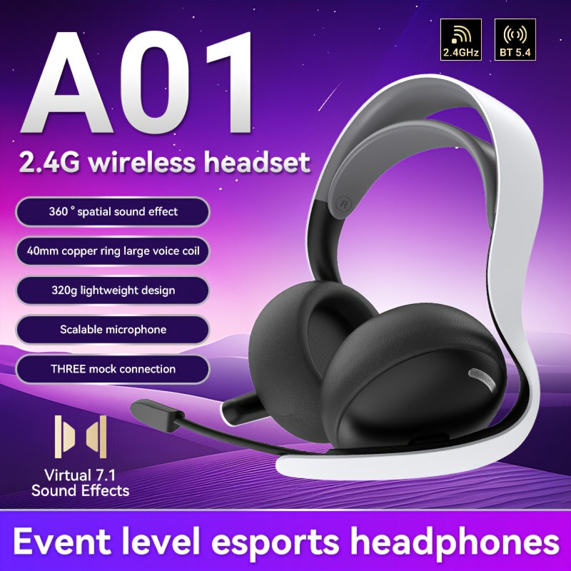 FonkiiDokii 7.1 Surround Sound Gaming Headphones with Noise Isolation, 3.5mm USB-C Cable & Built-in Mic | 2.4G Wireless, 5.4BT Connection, Comfort Fit, Closed-Back Design