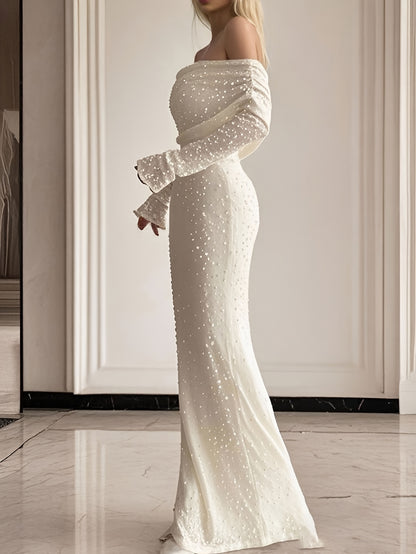 Women's Sexy Strapless Dress Temperament Long Lace Senior Elegant Gowns Dresses