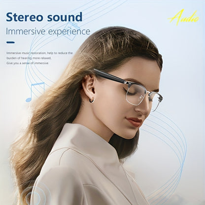 AI Smart Glasses with 160+ Language Real-Time Translation, Chat GPT System, Built-in Mic & Speaker, HD Voice Calls & Music Playback, Smart Glasses with Camera & Voice Assistant for Men & Women, USB-Powered, Compatible with Sm