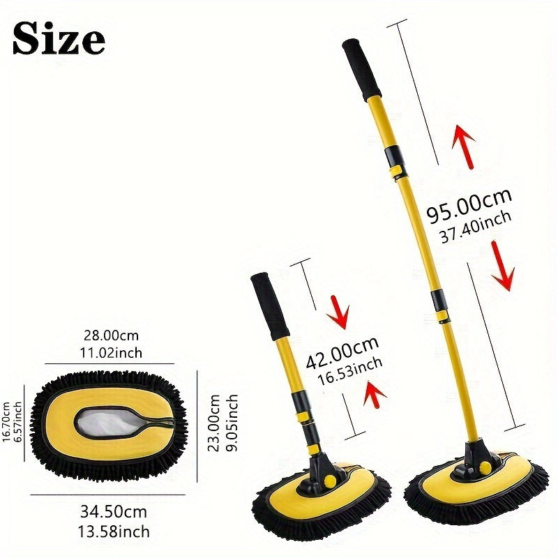 EAFC Car Wash Brush Mop with Long Handle, Replaceable Microfiber Brush Head, with 15° Curved 3 Section Extension Pole, Car Detailing Brush, Car Wash Brush, Easy to Clean, Durable Material, Suitable for Home, Car, RV, Truck