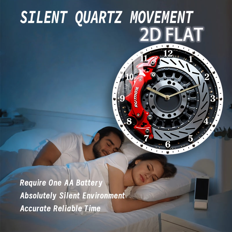 12-Inch Round Wall Clock with a Silent Brake Disc And Gear Design, Made of Acrylic, Featuring Quartz Movement And Battery Operation (AA Batteries Not Included). Ideal for Use in Bedrooms, Kitchens, Study Rooms, Garages, As Ch