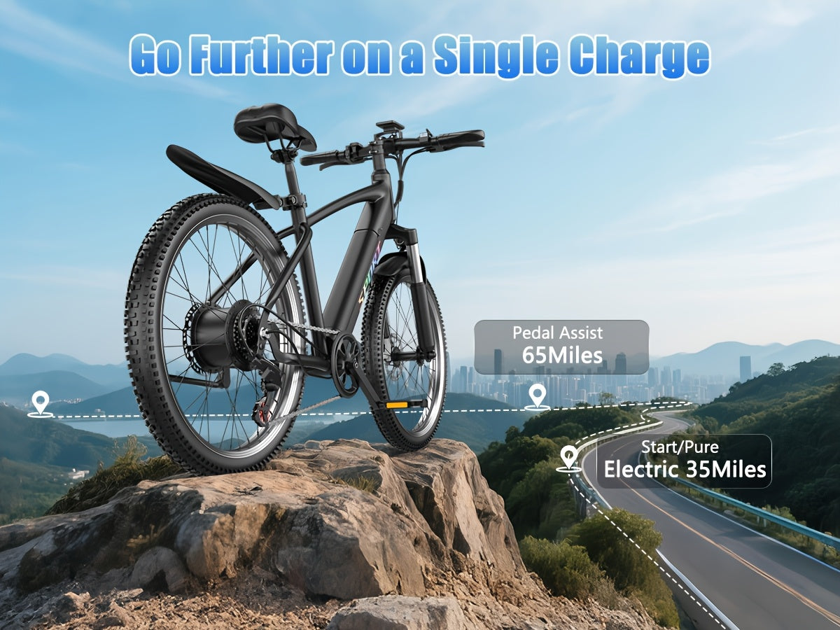 Electric Bike For Adults, 749W Motor Peak Ebike, 480Wh Removable Battery E Bike, Max 45Miles 25MPH, 26" Electric Mountain Bike, 7-Speed & Front Suspension, Electric Bicycle For Commute