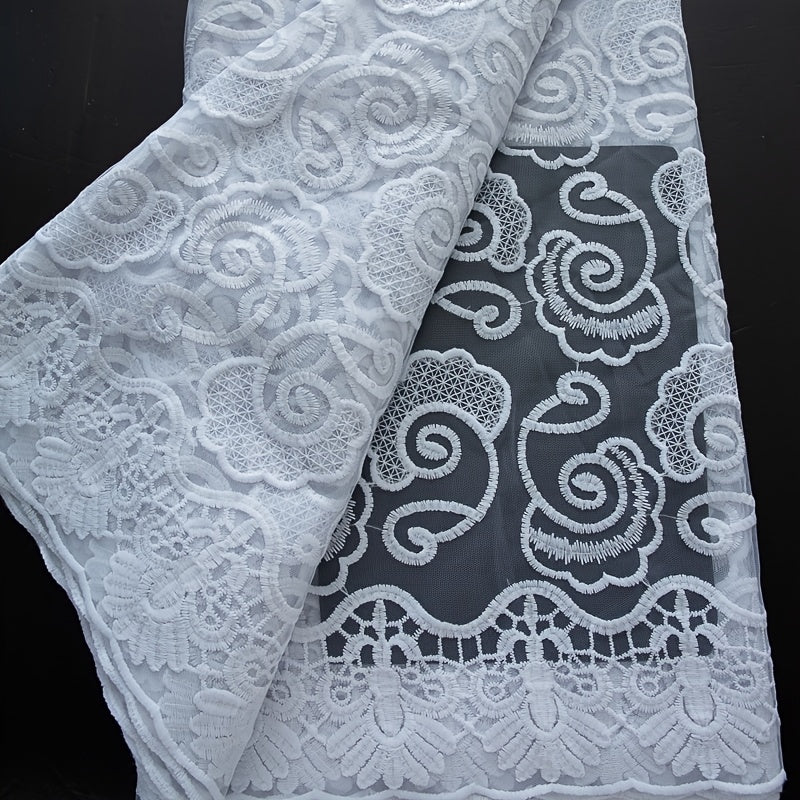 1pc 5yards White African Lace Fabric 2026 New Design French Mesh Embroidered Lace Fabric for Wedding Dresses 4484