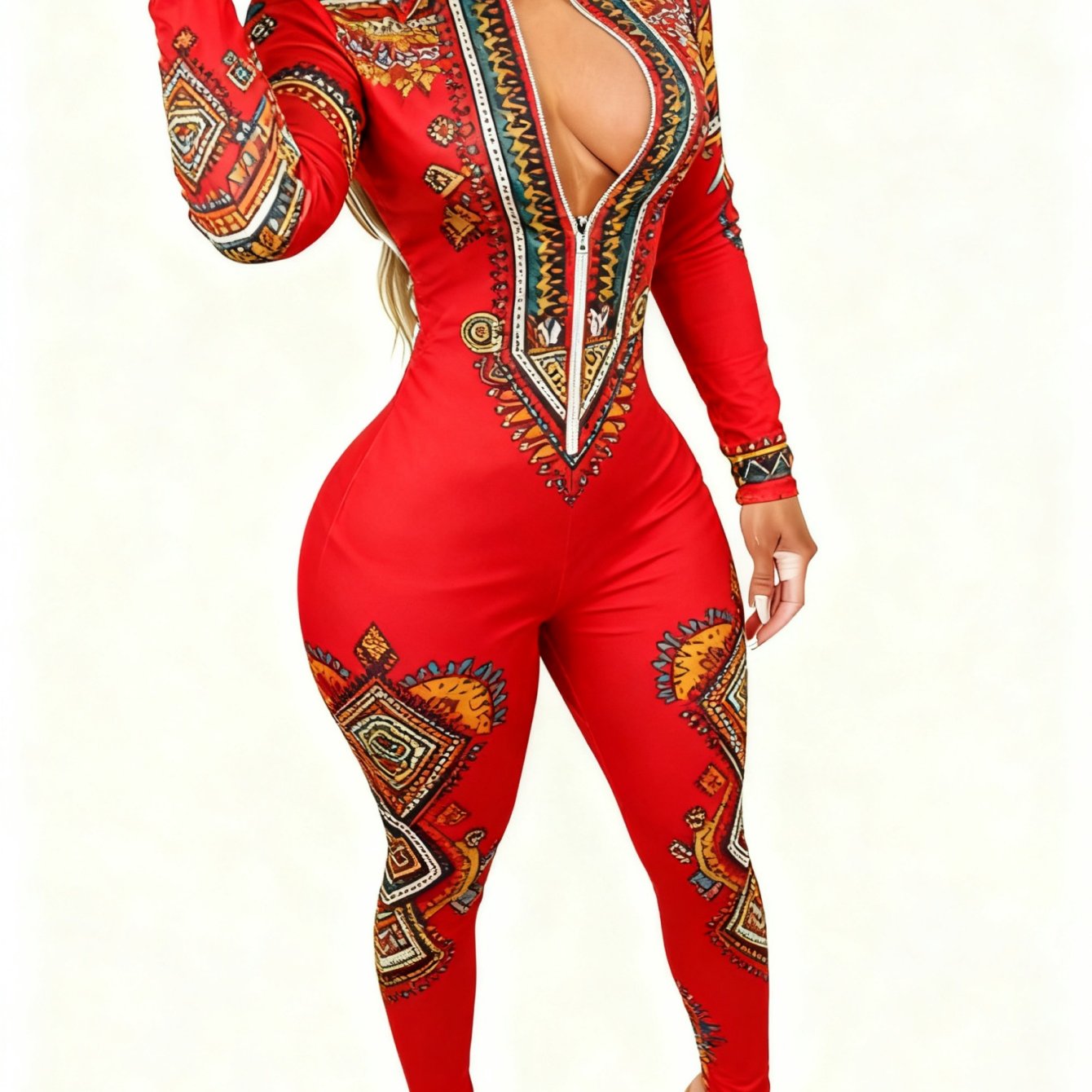 Women'S 4-Season Long Sleeve Jumpsuit | Zipper Design, Lightweight Style with Cute Animal Print, Perfect for Daily Outings & Casual Wear
