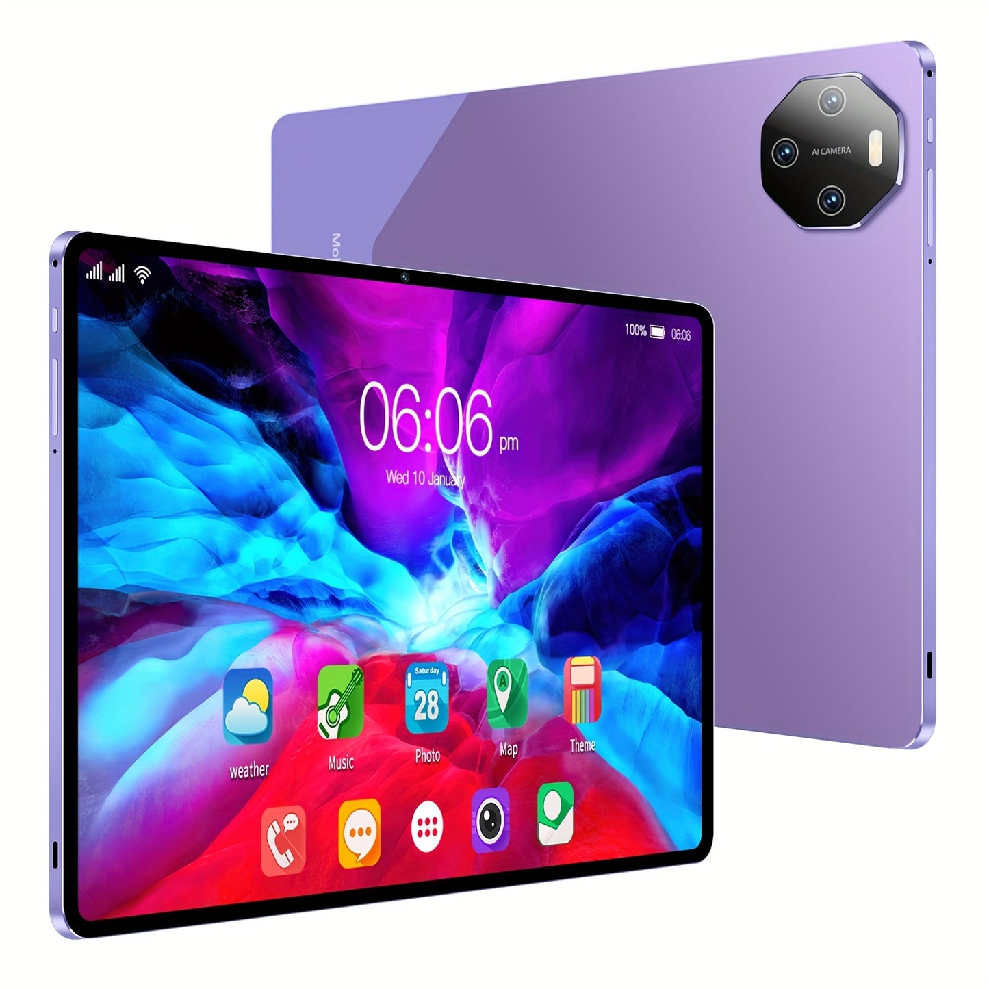 2024 New Q8pad 10.1-inch HD Smart Tablet, 8GB (4GB + 4GB Expandable) RAM + 128GB Storage Space, Dual Cameras 24MP + 32MP, Android 13 System, Supports 2 SIM Cards, TF Card (no Card Included), 5G WiFi, Essential for Office Work