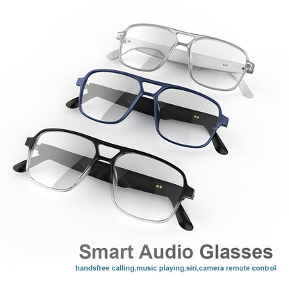 Smart Glasses with Built-in Speaker & Color-Changing Lenses. Features Open Ear Audio, Touch/ Voice Control, Anti-Blue Light, USB-C Charging. Lightweight & Durable Frame for Running, Fishing, Rock Climbing. Includes Case - The