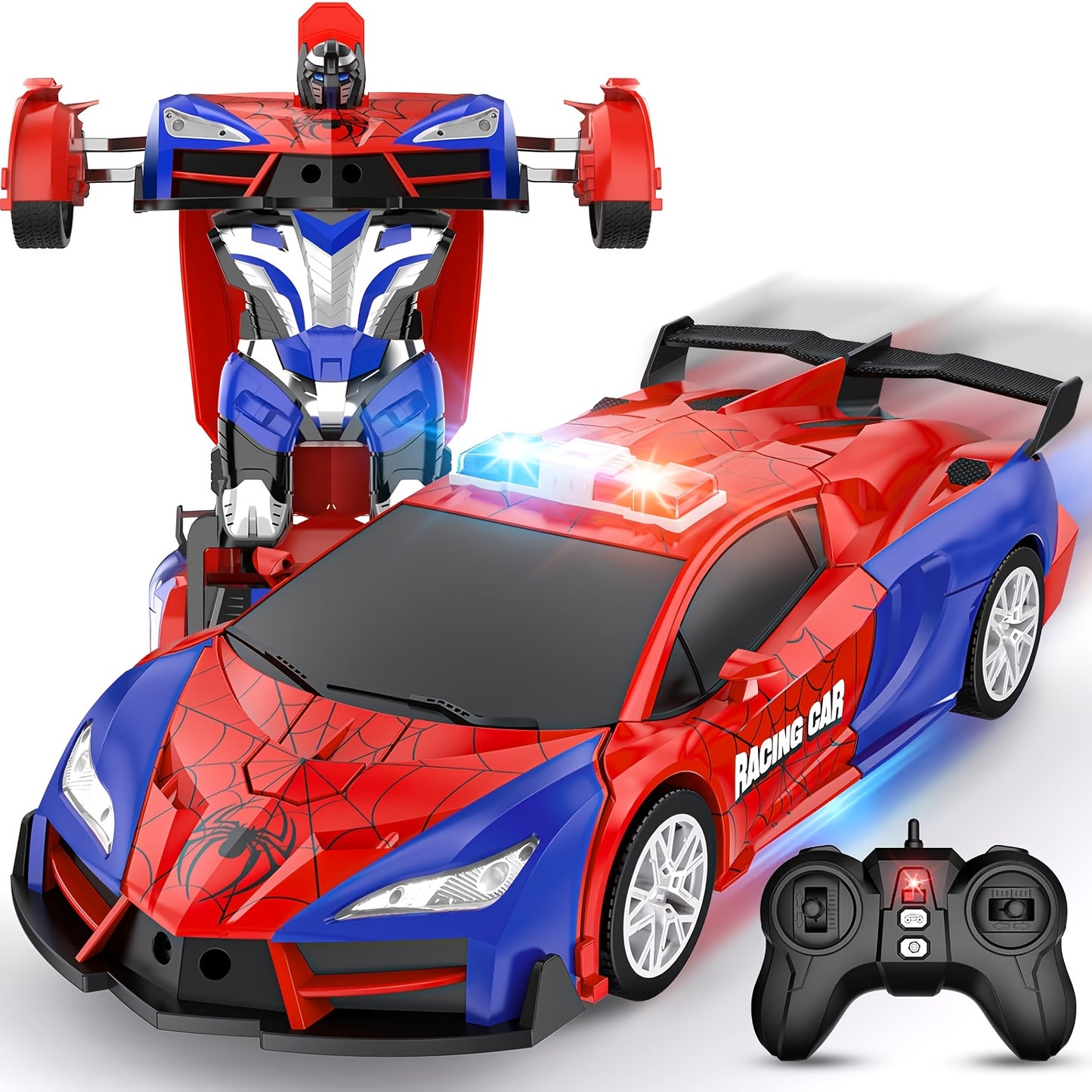 Convert remote control car toys, rechargeable batteries, 2.4GHz remote control car with one-click transformation, fast 360-degree rotating robot - the perfect gift for children
