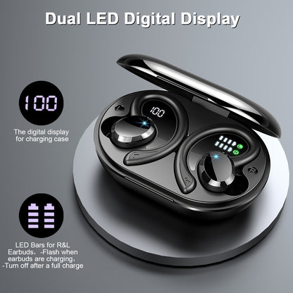 q38 Wireless Earbuds Sports Earbuds, 2024 Wireless 5.3 Earbuds 3D High Fidelity Stereo Headworn Earbuds, 48 Hour Earloop Earbuds with Noise Reduction Microphone, Suitable for Exercise/Running/Gym