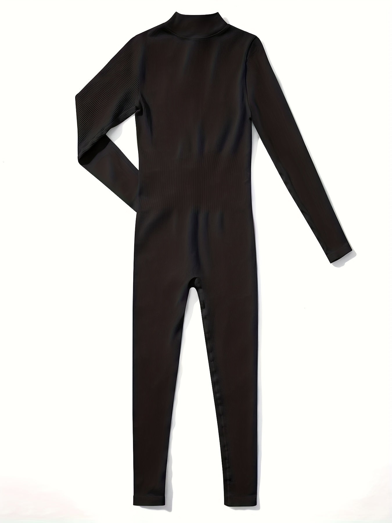 OMKAGI Women's Jumpsuit - Long Sleeve Front Zipper Onesie, Slim Fit Ribbed Tights, Warm Winter Pants, Machine Washable Solid Color Outfit, Elastic Breathable Jumpsuits for Fall/Winter (Casual & Dressy)