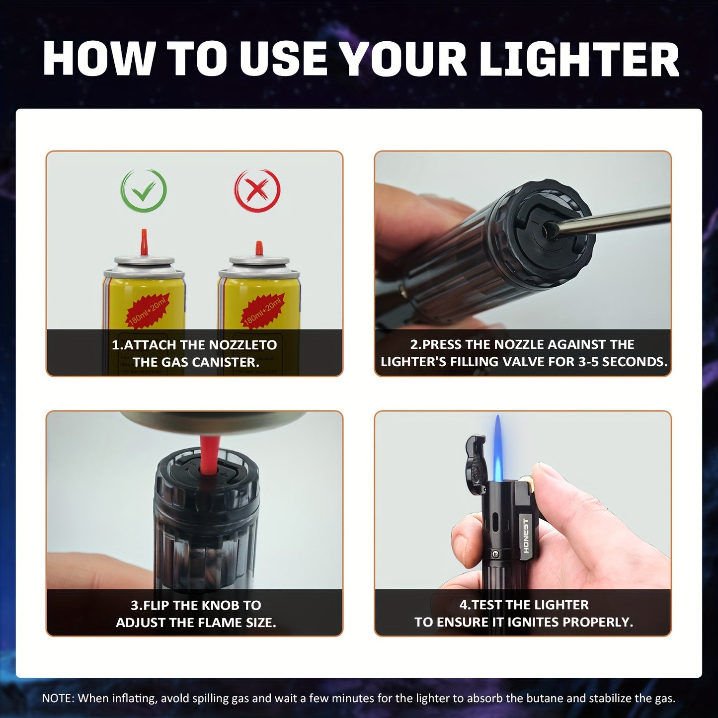 Windproof Straight Flame Lighter Without Butane, Featuring a Sand Wheel, a Visible Gas Window, And an Inflatable Design. This Mini Lighter Is Portable And Perfect for Use in The Kitchen, Fireplace, Or As Gifts for Occasions L