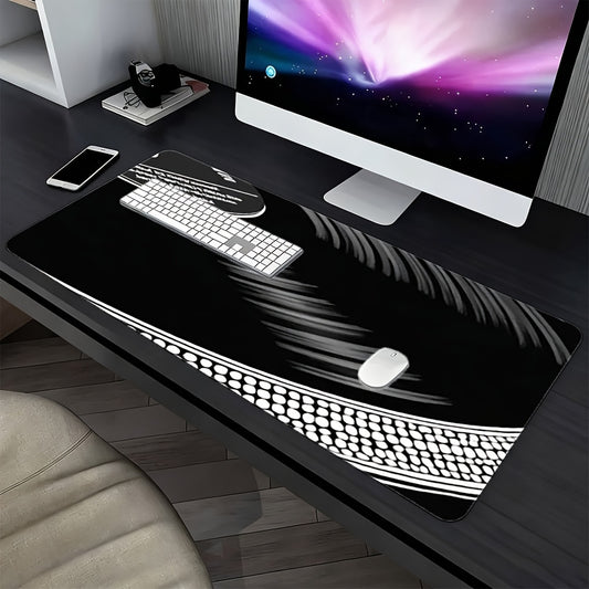 1pc Large Vinyl Record & Turntable Design Gaming Mouse Pad - Non-Slip Waterproof Desk with Anti-Scratch Surface, Thickened Ergonomic Rubber Base for PC/Mac/Laptop, DJ-Inspired Office & Computer Setup Accessory for &
