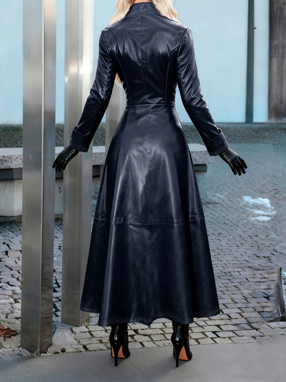 This Elegant Long-Sleeve Trench Coat for Women, Featuring a Solid Color And an Open-Front Zipper, Is Perfect for Autumn And Winter. It Has a Maxi Skirt Hem, Is Windproof And Warm, Making It Ideal for Outings. Available at a P