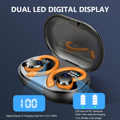 Q38 Wireless Earbuds, Wireless Headphones With HD Mic, Stereo Noise Cancelling Earbud, 48H Wireless Headphones Dual LED Display, Sport Wireless Earphones With EarHooks, USB-C
