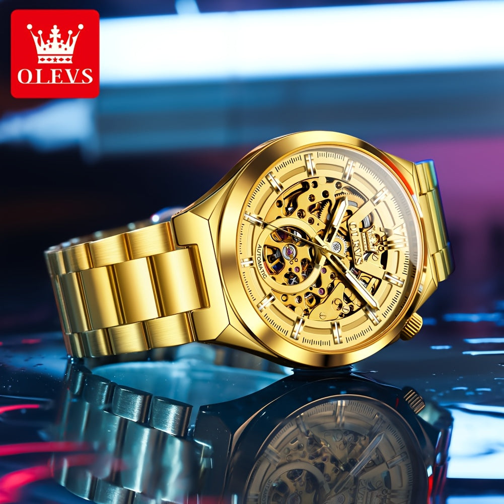 OLVES Stainless Steel Automatic Mechanical Watches For Men Luxury Top Brand Business Fashion Men'S Watches New Trend Classic Original High Quality Best Selling Men'S Wrist Watches, Without Battery
