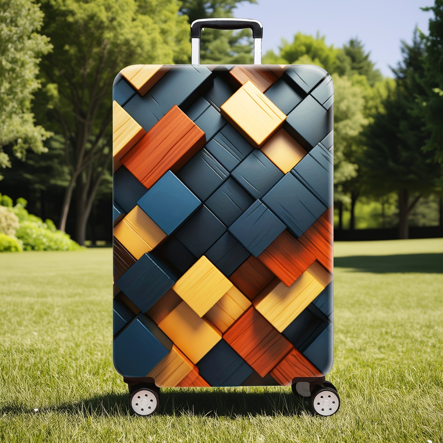 1pc of 300G/M² High-End Wood Grain Series Printed Pattern, Thickened Suitcase Protective Cover, Thickened Suitcase Accessory, Suitable for Business, Business Trips, Vacations, Travel, Luggage Check-In, Back to School, Adding