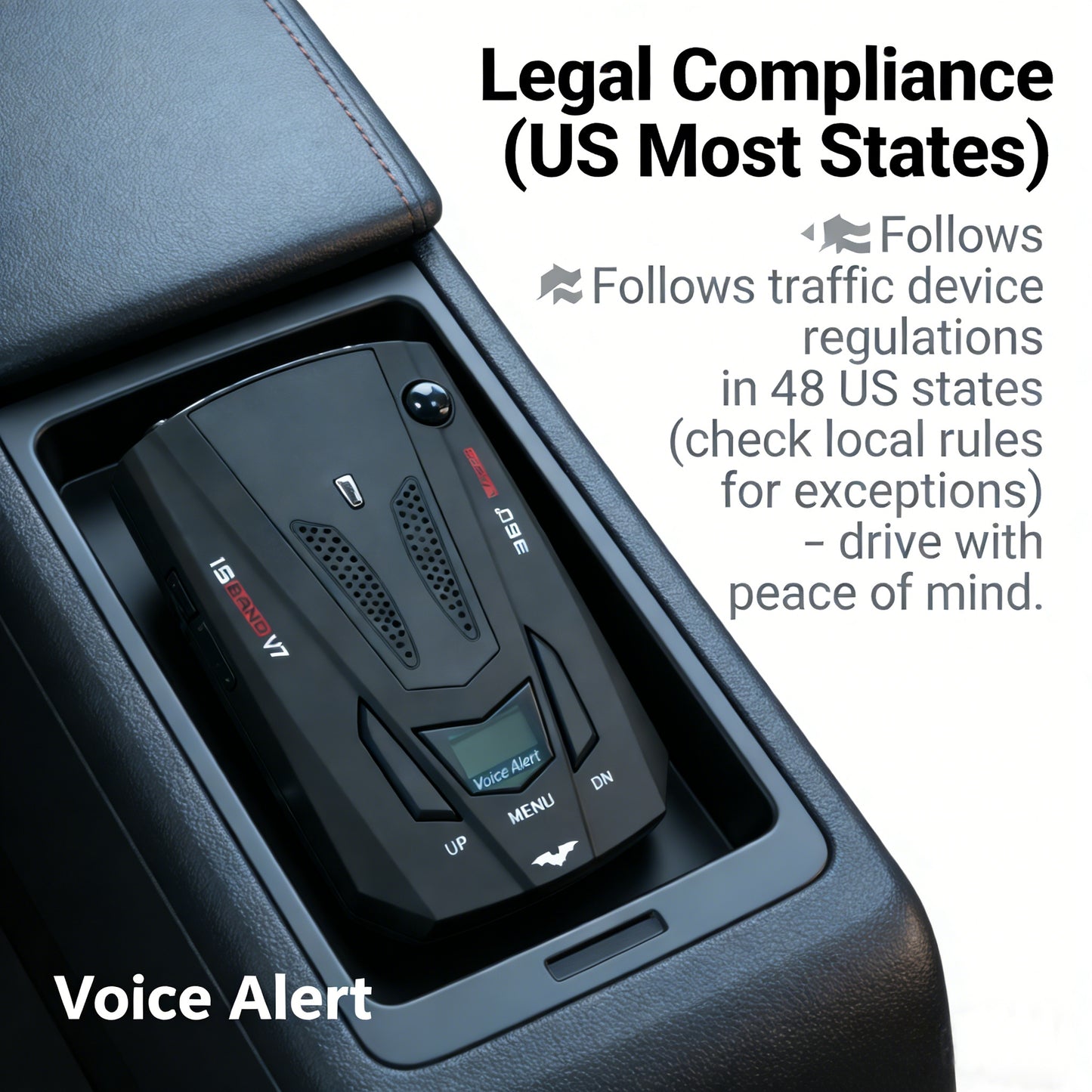 V9 16-Band 360° Car Trucker Laser Radar Detector with Speed Voice Alert Warning System for Anti-Speed Trap, Red-Light Cameras, and Full Road Coverage