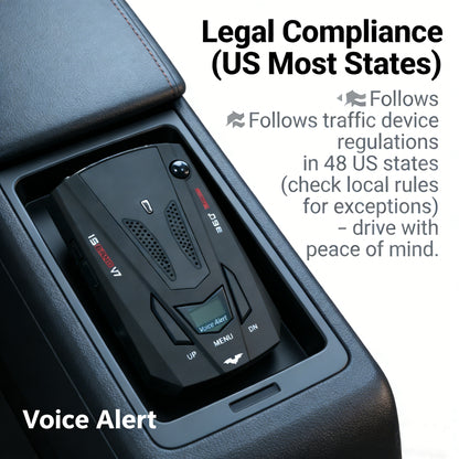 V9 16-Band 360° Car Trucker Laser Radar Detector with Speed Voice Alert Warning System for Anti-Speed Trap, Red-Light Cameras, and Full Road Coverage