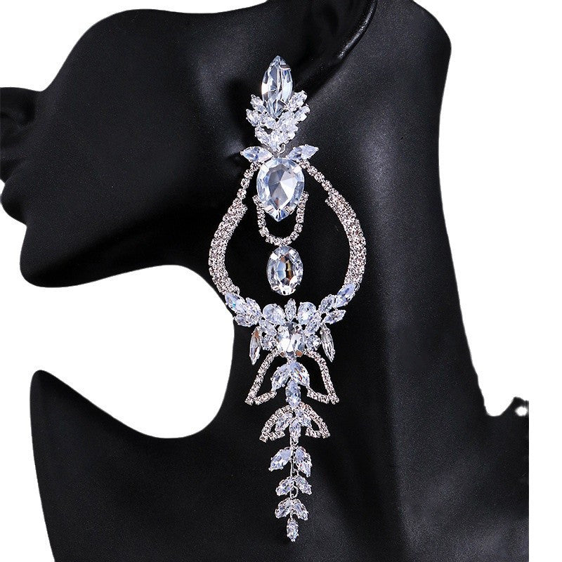 2pcs Elegant Wedding Earrings for Women - Bridal Rhinestone Pendant Dangle Earrings, Retro Bohemian Geometric Suitable for Wedding, Prom, Party, Daily Wear - Year-Round Timeless Bridal Accessories