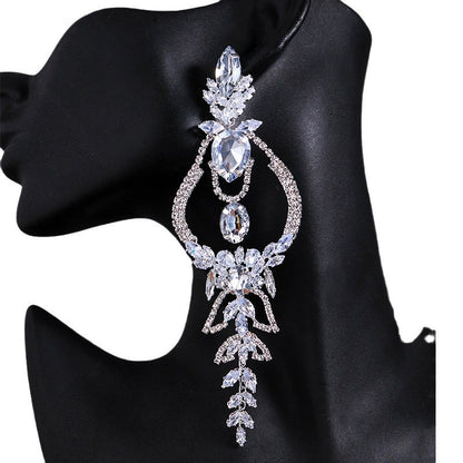 2pcs Elegant Wedding Earrings for Women - Bridal Rhinestone Pendant Dangle Earrings, Retro Bohemian Geometric Suitable for Wedding, Prom, Party, Daily Wear - Year-Round Timeless Bridal Accessories