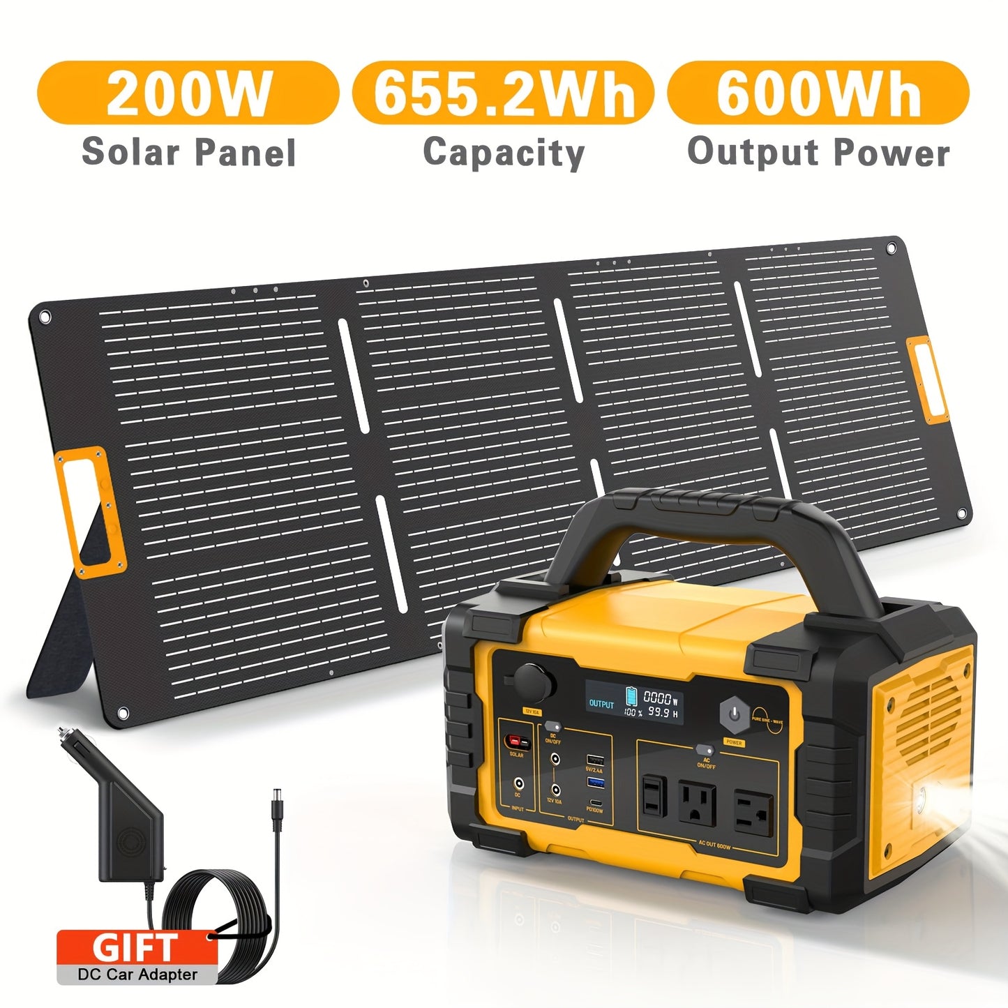Portable Power Station with Solar Panel, 293Wh-1075Wh Solar Generator with 60W USB-C PD Output, 110V Pure Sine Wave AC Outlet, Flashlight, LiFePO4 Battery Pack for Family Emergency Outdoor Hunting Camping RV Travel