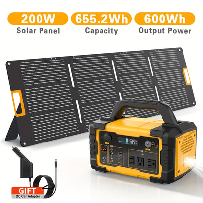 Portable Power Station with Solar Panel, 293Wh-1075Wh Solar Generator with 60W USB-C PD Output, 110V Pure Sine Wave AC Outlet, Flashlight, LiFePO4 Battery Pack for Family Emergency Outdoor Hunting Camping RV Travel