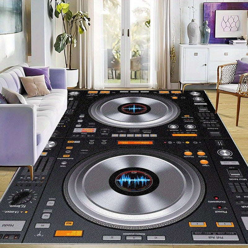 1pc DJ-Themed Mat with DJ Controller Design - Lightweight Machine-Washable Floor Mat, Non-Slip Rubber Backing & Easy-Care Fabric for Home Studio, Living Room, Bedroom, Office - Ideal Gift for Music Lovers & DJs (Modern DJ Set