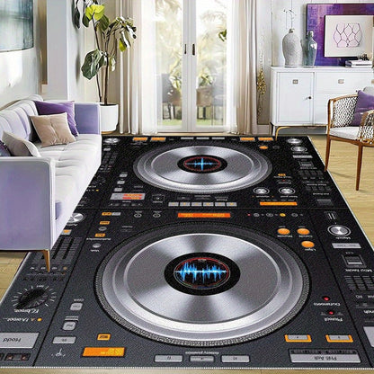 1pc DJ-Themed Mat with DJ Controller Design - Lightweight Machine-Washable Floor Mat, Non-Slip Rubber Backing & Easy-Care Fabric for Home Studio, Living Room, Bedroom, Office - Ideal Gift for Music Lovers & DJs (Modern DJ Set
