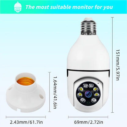 10pcs FHD 2MP Wireless Light-Bulb Security Camera, Work With 2, 4ghz WiFi, Motion Auto Tracking, 2 Way Audio, Spotlight Night Vision, E27 Screw-in CCTV Camera