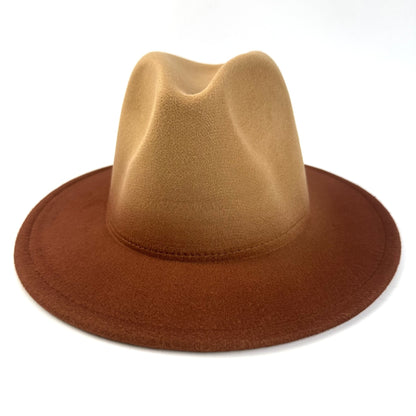 's Western Cowboy Hat - Wide Brim Gradient Blue/White/Navy/Dark Brown/Coffee Brown Felt, Funky Ombre Style for Rodeo, Country Music Festivals, Cowboy Parties - Durable & Hand Washable (No Feathers)