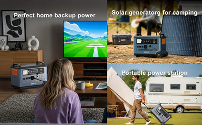OSCAL 3600Wh Solar Generator PowerMax 3600 With 3x400W Panel, Solar Power Station With 4 AC (7200W Peak), 1.2H Full Charging, App Control Emergency Power Station For Home, Camping & RVs With A Bonus 30W Solar Panel
