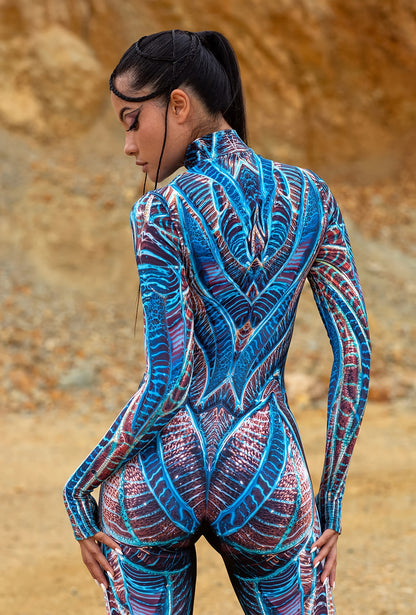 Shimmering Blue Rave Outfit, Attire for Festivals, Rave Apparel, Women'S Burning Man Bodysuit, Festival Bodysuit for Ladies, Women'S Rave Costume, Party Bodysuit, Halloween Outfits, Festival Performance Attire, Christmas Cost