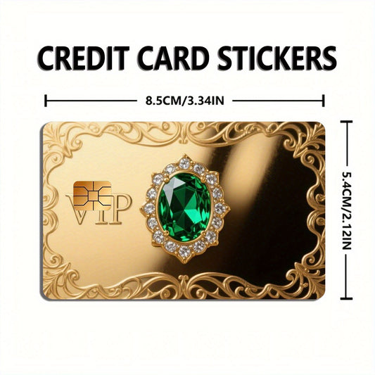 3pcs, 1pc spare Golden Created-Emerald VIP Card Light Beige - Durable PVC Privacy Stickers, Suitable for Credit Cards, Bank Cards, and Transportation Cards, Scratch-Resistant