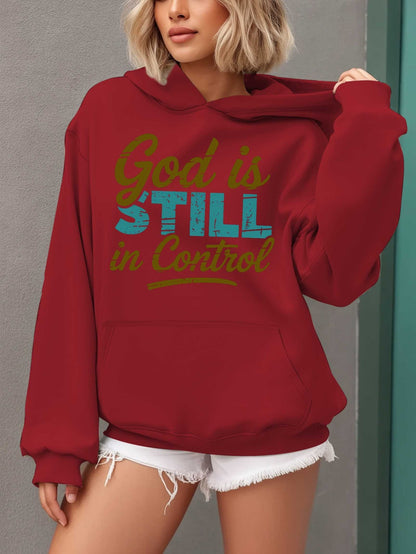 Women'S Hoodie - Beige Pullover Sweatshirt with "God is Still in Control" Inspirational Quote, Long Sleeve Hooded Sweater for Fall/Winter, Cozy Casual Everyday & Formal Outfits - Perfect Christian Gift for Women, Ladies Sweat