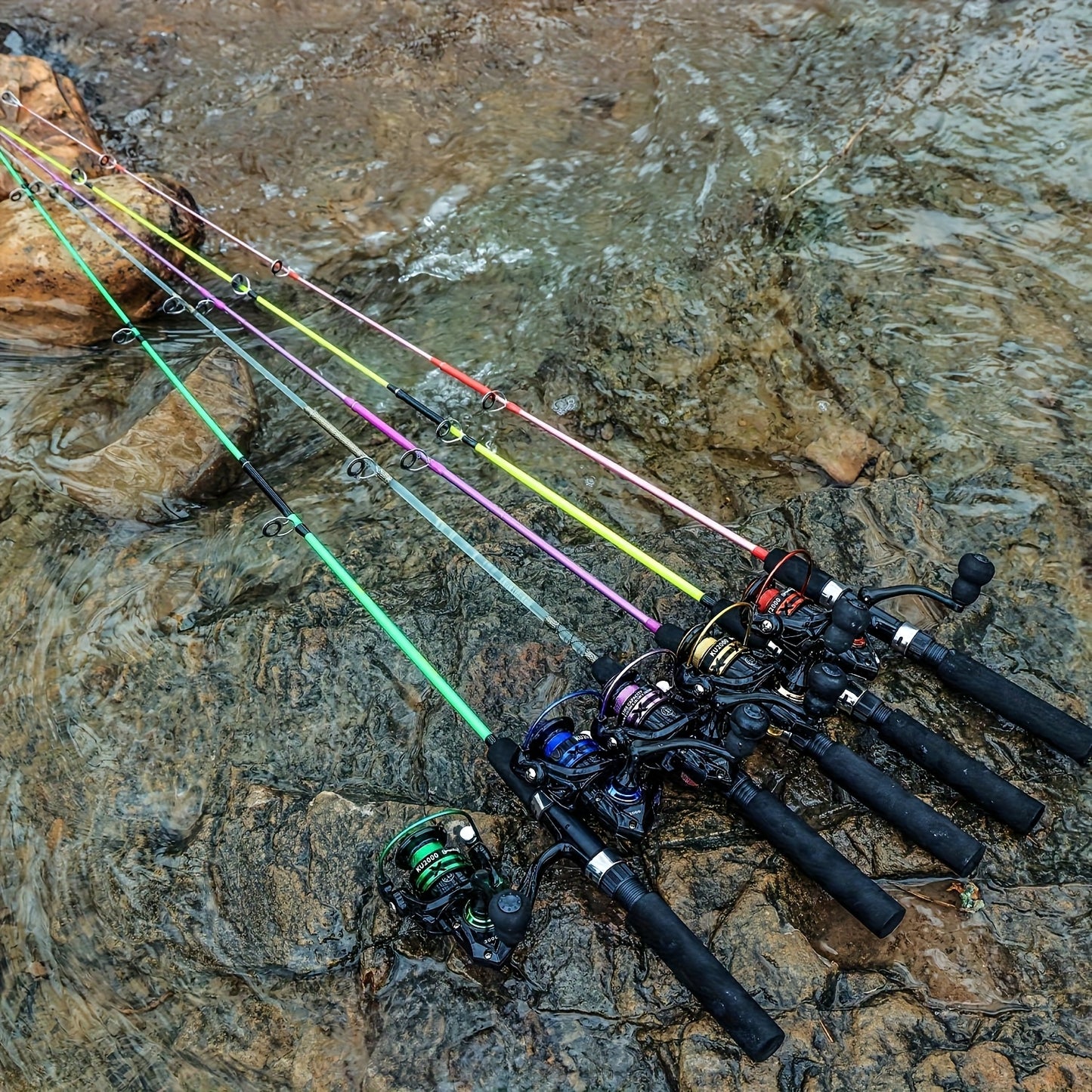 Sougayilang Fishing Rod and Reel Set, Two-Section Straight Handle Spinning Reel Combo with 5.2:1 Gear Ratio for Blackfish, Trout, Bass, Dogfish, and Carp - Beginner-Friendly Complete Tackle Kit with Random Color Line and Bait