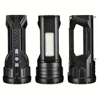 QIIIQ High-Power LED Flashlight with -C Fast, &, Handle & Side Light, Long-Range Bright Beam, Portable Rechargeable Spotlight for Camping, Hiking, Emergency, Search & Rescue - Compatible with -C Devices, Cable Included, Durab